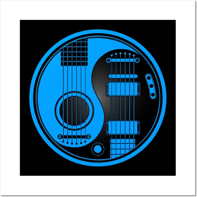 Blue and Black Acoustic Electric Guitars Yin Yang Wall Art by jeffbartels